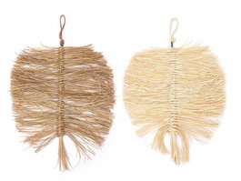 Giftdecor Colgante Hoja Palma 2 Colores Surtidos 34 cm x 42 cm x 1 cm Rattan Metal Beige Marron (Set de 18)