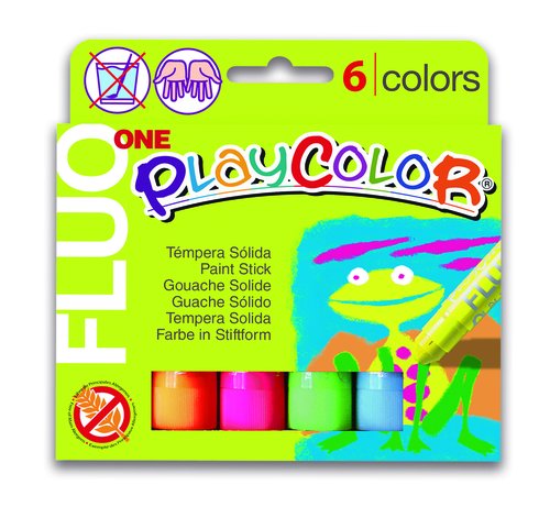 Instant Témperas Sólidas One Fluo en Barra, Estuche de 6 Colores Fluorescentes