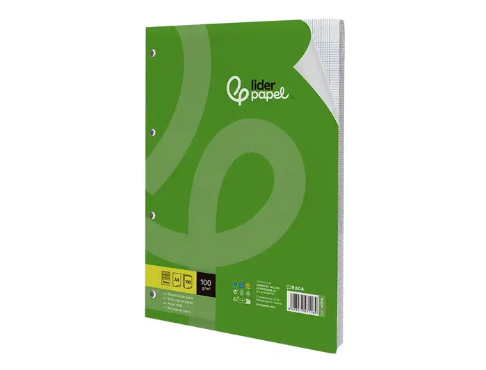 Liderpapel Recambio A4 100 Hojas Milimetrado 2mm 4 Taladros Liderpapel Recambio A4 100 Hojas Milimetrado 2mm 4 Taladros