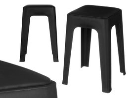 Kipit Taburete de Plástico Acolchado Negro 33x48x33 cm (Set de 10)