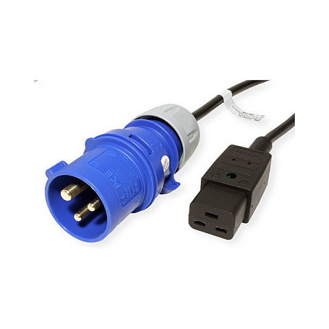 Bachmann 346.112 Cable de Conexión IEC60309-C19, 3m, 16A, Azul y Negro, Conector Macho IEC 309 a Hembra C19 Bachmann 346.112 Cable de Conexión IEC60309-C19, 3m, 16A, Azul y Negro, Conector Macho IEC 309 a Hembra C19