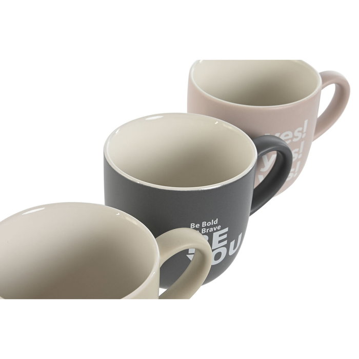 DKD Home Decor Juego de 4 Tazas de Porcelana New Bone Rosa 410ml DKD Home Decor Juego de 4 Tazas de Porcelana New Bone Rosa 410ml