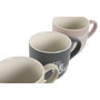 DKD Home Decor Juego de 4 Tazas de Porcelana New Bone Rosa 410ml