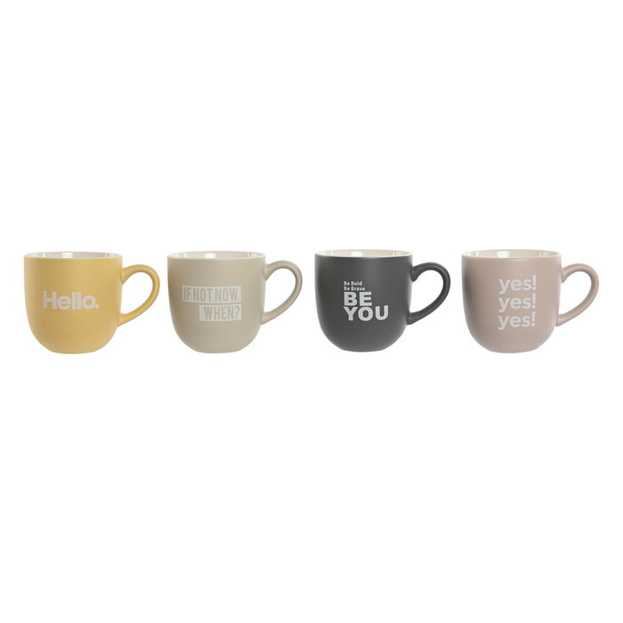 DKD Home Decor Juego de 4 Tazas de Porcelana New Bone Rosa 410ml DKD Home Decor Juego de 4 Tazas de Porcelana New Bone Rosa 410ml