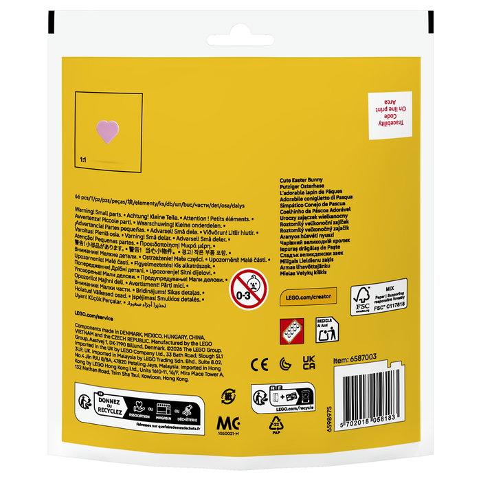 LEGO Creator 30716 Simpático Conejo de Pascua - Juego de construcción, 66 piezas, plástico, para niños 6+ años