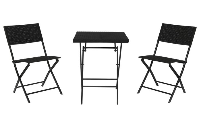 DKD Home Decor Set de 3 Mesas de Ratán Sintético y Acero Negro DKD Home Decor Set de 3 Mesas de Ratán Sintético y Acero Negro