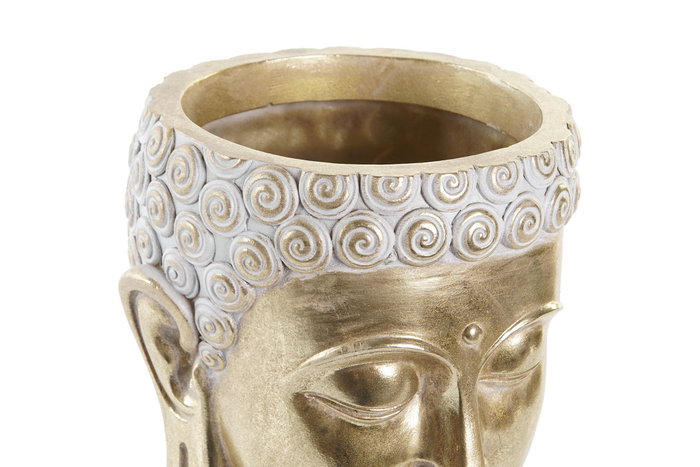 DKD Home Decor Macetero Oriental Resina Dorado Gris 17.5 x 21 x 17.5 cm