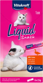 Vitakraft Snack Líquido para Gatos con Pato y Beta-Glucanos, 11x6u, Cremoso, Sin Aromas Artificial