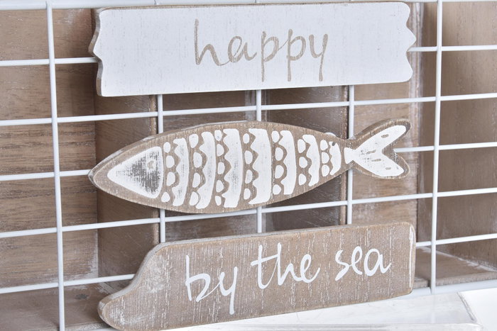 DKD Home Decor Botellero Madera y Metal Marrón con Diseño de Peces