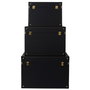 Home Deco Factory Juego De 3 Cajas-Baúl Negro-Oro Decorativas Modernas 56x29x38 cm