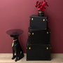Home Deco Factory Juego De 3 Cajas-Baúl Negro-Oro Decorativas Modernas 56x29x38 cm