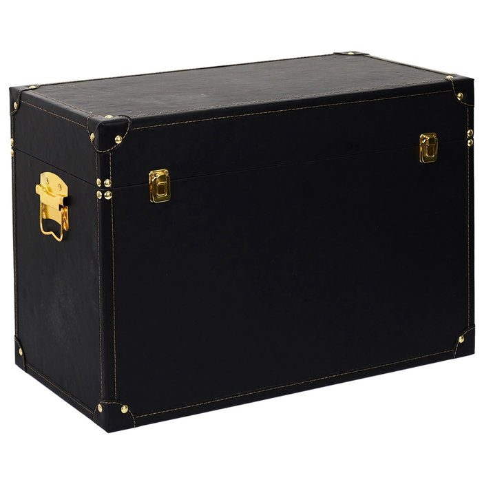 Home Deco Factory Juego De 3 Cajas-Baúl Negro-Oro Decorativas Modernas 56x29x38 cm
