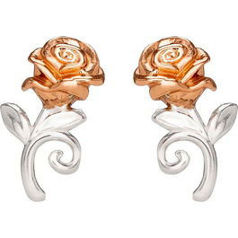 Disney Pendientes Rosa La Bella y la Bestia Plata 925