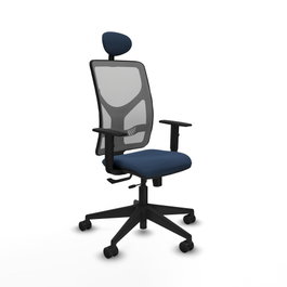PIQUERAS Y CRESPO Silla de oficina Motilla con mecanismo Sincro/Traslack, Azul marino y Gris