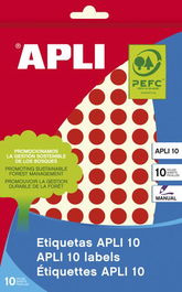 Etiquetas Adh.Manuales Bolsa Apli Color Rojo 8H Redondas Ø 10 Mm 1.008 Uds.(02732) (Set de 10)