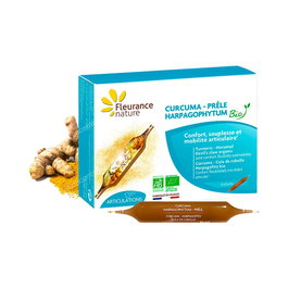 FLEURANCE NATURE Curcuma - Harpagofito - Cola de Caballo Bio 10 Ampollas - Complemento para Articulaciones