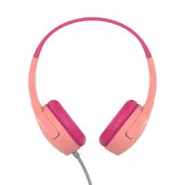 Belkin SoundForm Mini - Auriculares Diadema Alámbricos para Niños y Deporte con Micrófono, Conector 3.5 mm, Color Rosa (Uso Llamadas, Música y Diario)