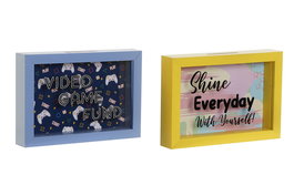 DKD Home Decor Hucha Infantil Azul Amarillo Multicolor MDF Cristal 17 x 3 x 12 cm (12 Unidades)