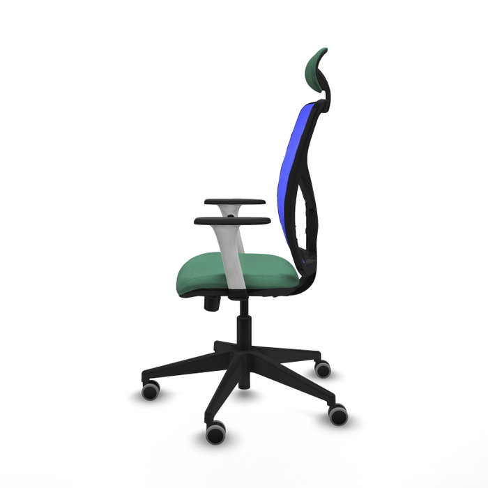PIQUERAS Y CRESPO Silla de oficina Motilla con mecanismo Sincro/Traslack Verde esmeralda y Azul