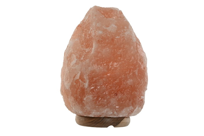 DKD Home Decor Lámpara de Sal del Himalaya Arabe de Sobremesa con Base de Acacia, Color Rosa y Marrón, 14 x certified de residuos.