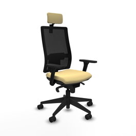 PIQUERAS Y CRESPO Silla de oficina Horna con mecanismo Sincro, Crema y Negro