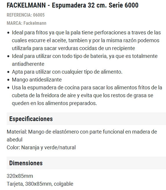 Fackelmann Espumadera de Madera Mango Soft Touch 32 cm