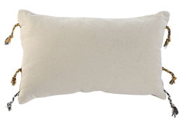 DKD Home Decor 1c24 Cojín Boho Crudo Mostaza Poliester con Borlas 30 x 50 cm (2 Unidades)