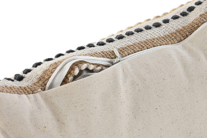 DKD Home Decor 1c24 Cojín Boho Crudo Mostaza Poliester con Borlas 30 x 50 cm (2 Unidades)