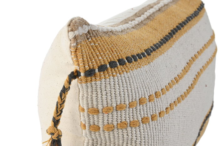 DKD Home Decor 1c24 Cojín Boho Crudo Mostaza Poliester con Borlas 30 x 50 cm (2 Unidades)