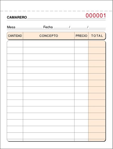 Talonario Camareros 8º Natural Loan (Set de 10) Talonario Camareros 8º Natural Loan (Set de 10)