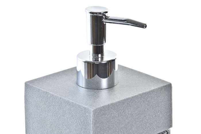 DKD Home Decor Dosificador de Resina PP Gris y Plateado 8,5x8,5x17,3 cm
