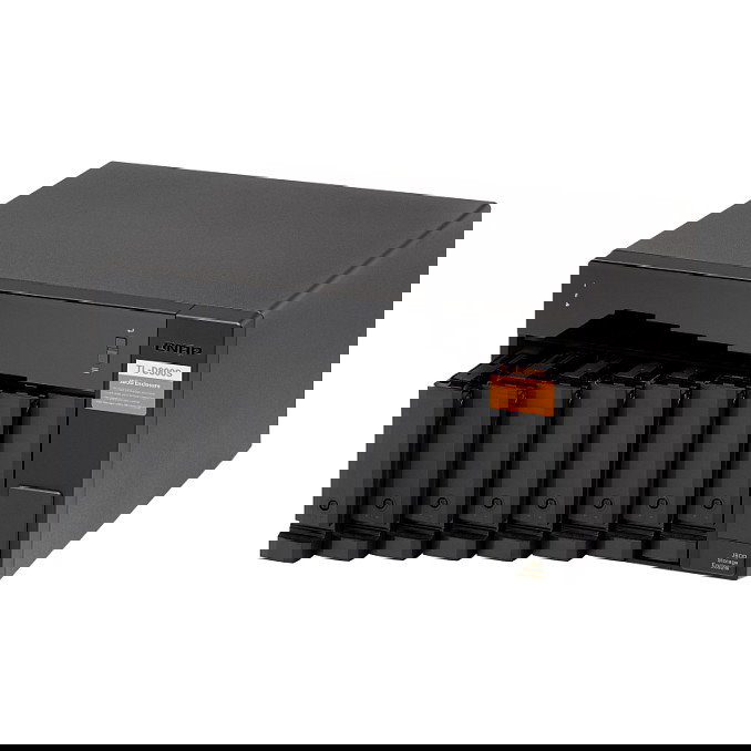 QNAP TL-D800S 8-bay desktop SATA JBOD expansion unit, Carcasa de disco duro/SSD, 2.5/3.5", Serial ATA II, Serial ATA III, 6 Gbit/s, Hot-swap, Negro, Gris