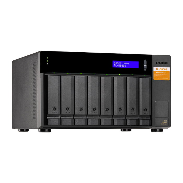 QNAP TL-D800S 8-bay desktop SATA JBOD expansion unit, Carcasa de disco duro/SSD, 2.5/3.5", Serial ATA II, Serial ATA III, 6 Gbit/s, Hot-swap, Negro, Gris