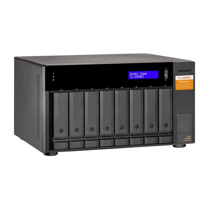 QNAP TL-D800S 8-bay desktop SATA JBOD expansion unit, Carcasa de disco duro/SSD, 2.5/3.5", Serial ATA II, Serial ATA III, 6 Gbit/s, Hot-swap, Negro, Gris