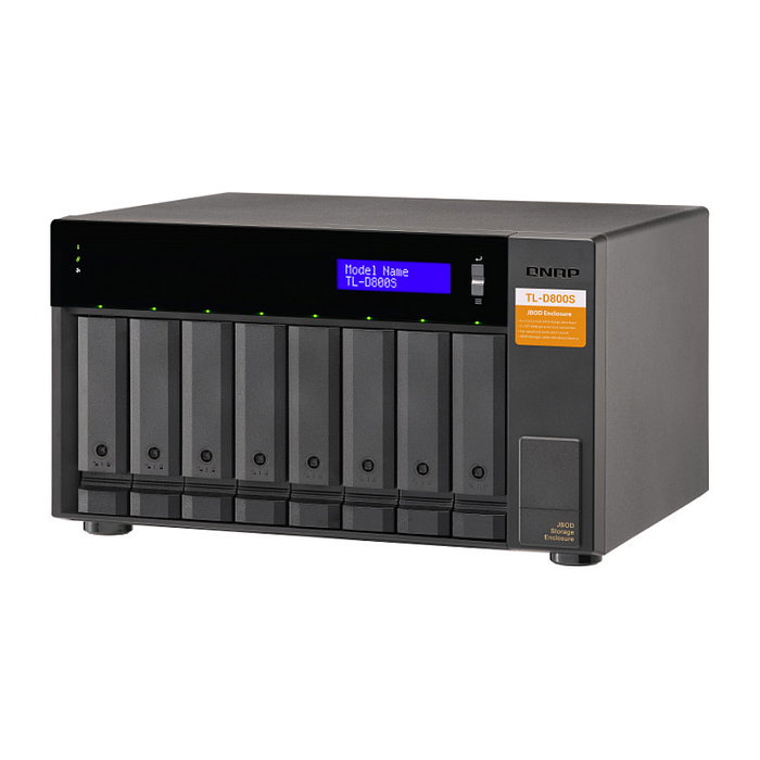 QNAP TL-D800S 8-bay desktop SATA JBOD expansion unit, Carcasa de disco duro/SSD, 2.5/3.5", Serial ATA II, Serial ATA III, 6 Gbit/s, Hot-swap, Negro, Gris