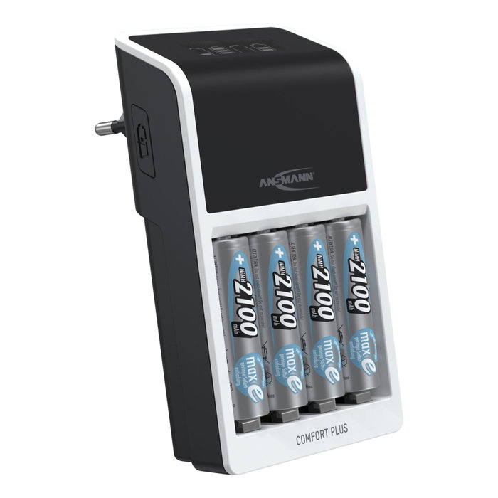 Ansmann Comfort Plus Cargador con 4 Pilas AA 2100mAh
