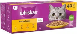 Mars Whiskas Bundle Alimento Húmedo para Gatos Sabor Aves en Gelatina 40 Paquetes de 85 gr