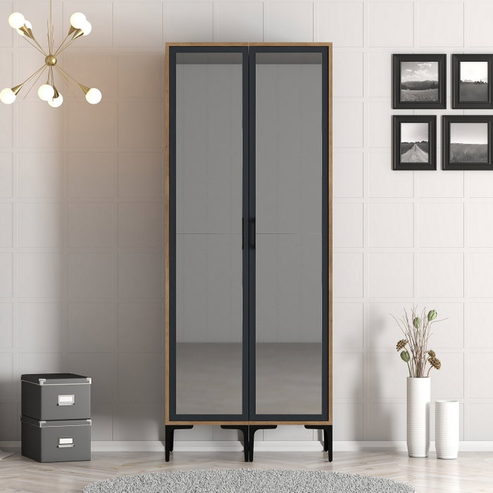 Hanah Home Armario Kumsal RR Nogal y Antracita 80x47.5x201.4 cm
