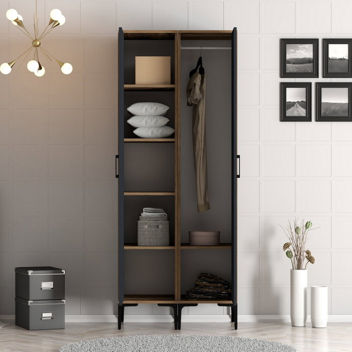 Hanah Home Armario Kumsal RR Nogal y Antracita 80x47.5x201.4 cm
