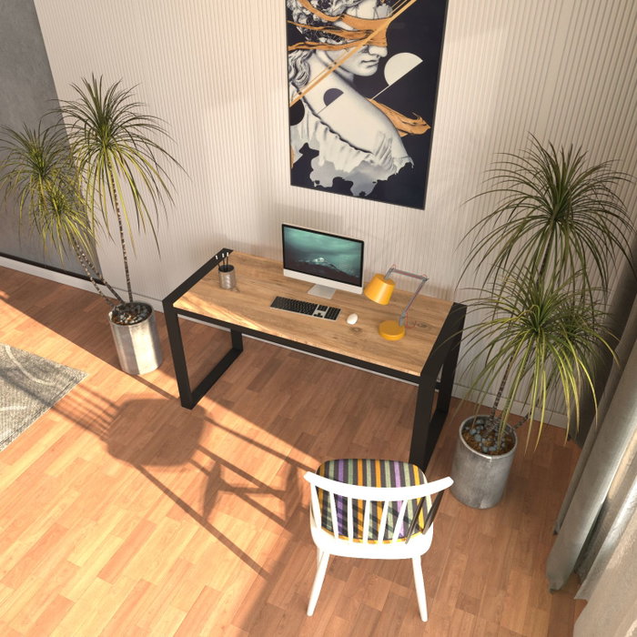 Hanah Home Escritorio de Estudio Marsilya 122, Pino Atlántico y Negro, Ancho 122 cm Hanah Home Escritorio de Estudio Marsilya 122, Pino Atlántico y Negro, Ancho 122 cm