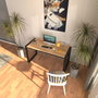 Hanah Home Escritorio de Estudio Marsilya 122, Pino Atlántico y Negro, Ancho 122 cm