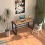 Hanah Home Escritorio de Estudio Marsilya 122, Pino Atlántico y Negro, Ancho 122 cm