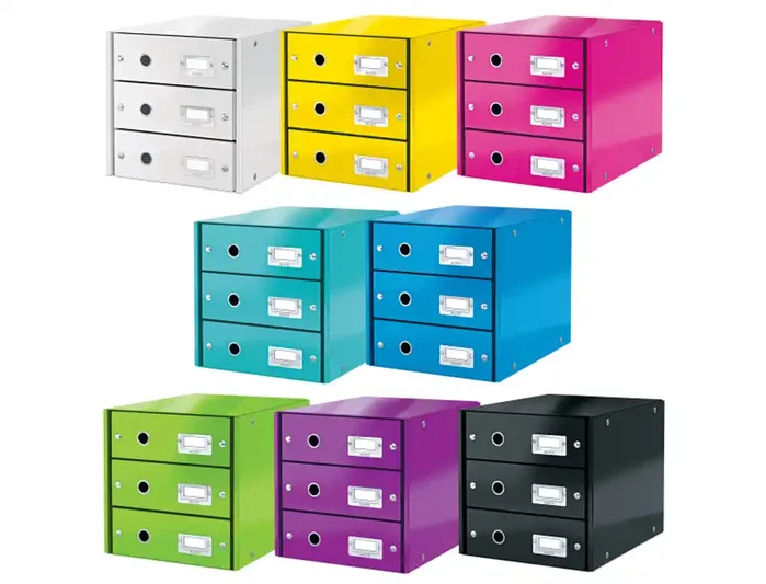Leitz Click&Store - Fichero de sobremesa con 3 cajones, plástico, color blanco, 290x283x360 mm