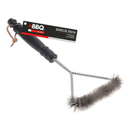 Bbq Collection Cepillo para Parrilla Triangular de Acero Inoxidable con Mango PP y Correa Cuero, 30 x 16 cm