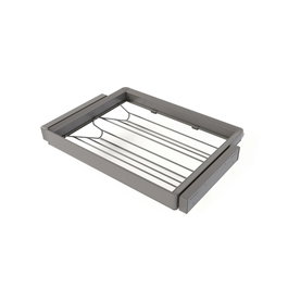 Emuca Kit de cajón zapatero y bastidor regulable Quartz para armarios, guías de cierre suave y extracción total, Módulo 70cm, Acabado Titanio