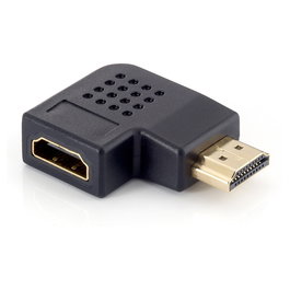 EQUIP 118910 Adaptador HDMI Macho-Hembra Ángulo 90° Negro Chapado en Oro PVC RoHS Certificado
