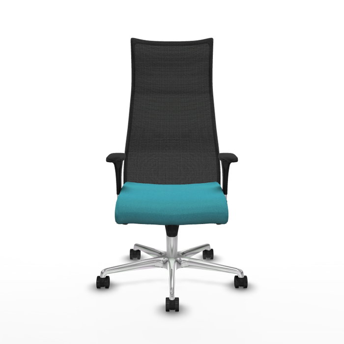 PIQUERAS Y CRESPO Sillón Albacete Turquesa/Negro con Mecanismo Sincro y Base de Aluminio