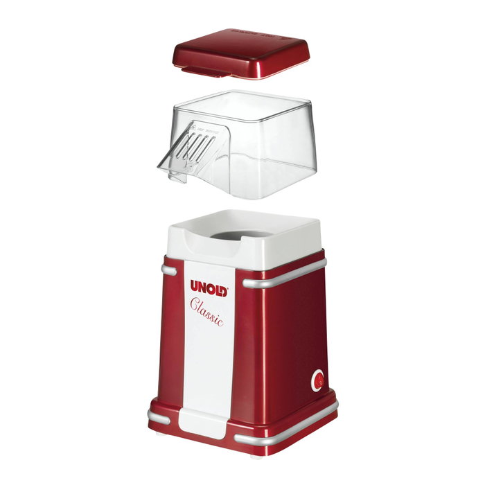 Unold 48525 Popcornmaker Classic Rojo, Plata, Blanco