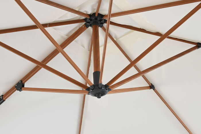 DKD Home Decor Parasol para Terraza y Jardín Woodcol 300 x 300 x 250 cm Acero Poliester Giratorio