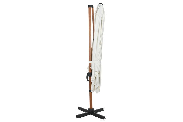 DKD Home Decor Parasol para Terraza y Jardín Woodcol 300 x 300 x 250 cm Acero Poliester Giratorio